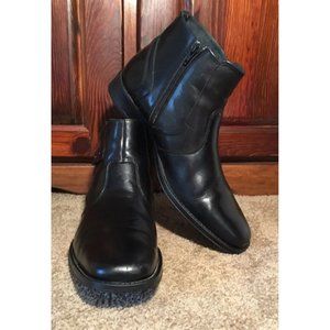 Alfani Men's Black Leather Ankle Boots Size 11 M With Side Zip Velcro Enclosure